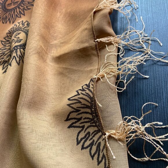Sun print solar shall/scarf brown /beige - Picture 3 of 7